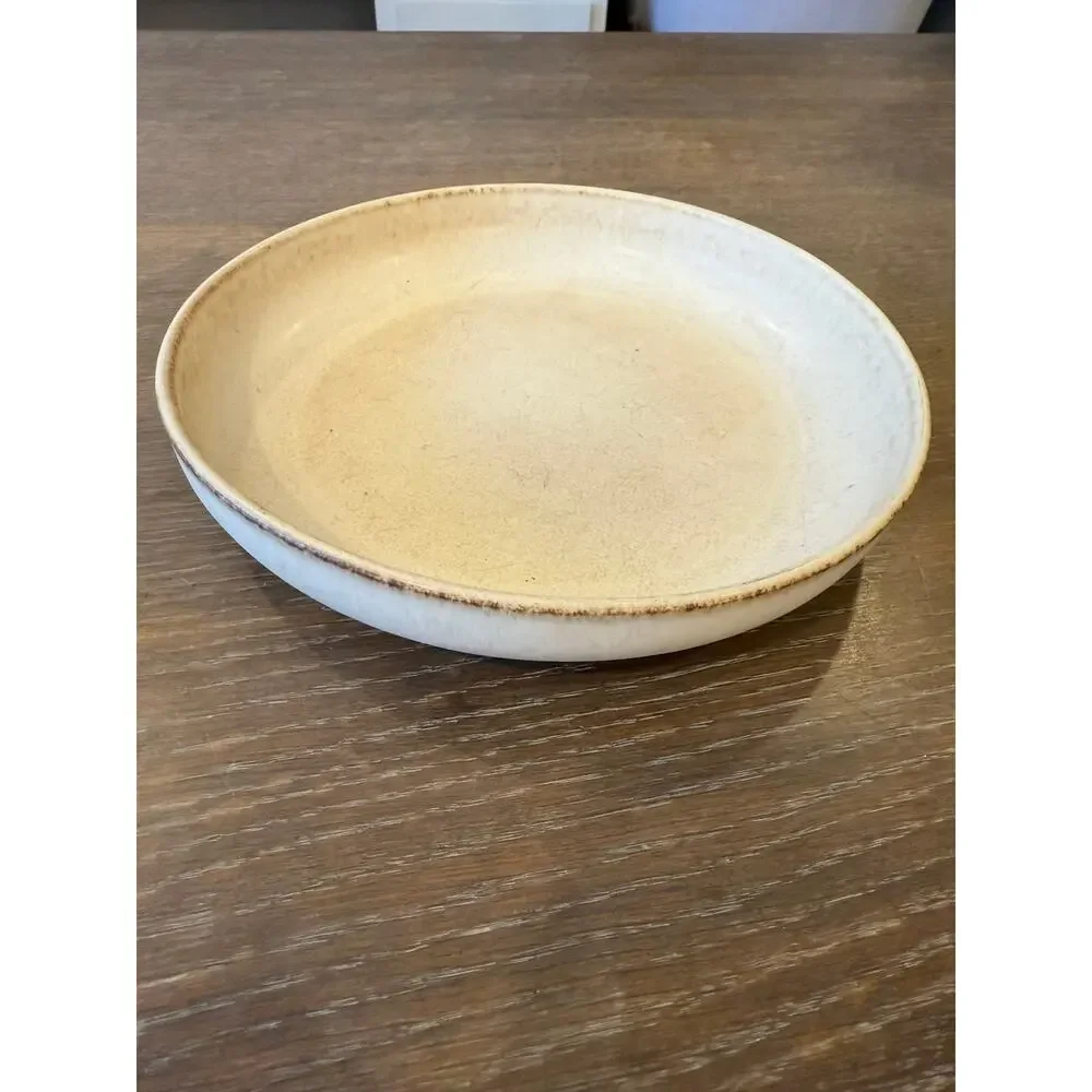 Anthropologie Cream Rustic Boho Ceramic 9 inch diameter Plate Bowl